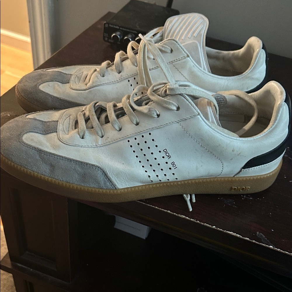 Dior Men's Cream and Gray Sneakers size 41 eu (8-81/2us)